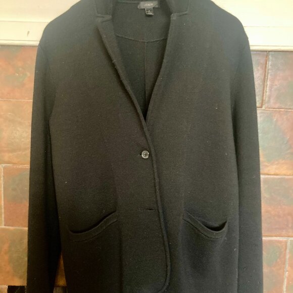 J. Crew Sophie Open Sweater Blazer Black Merino Wool Women's SMALL - Picture 2 of 4